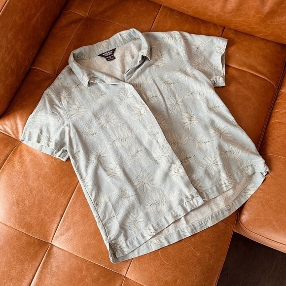 Silk/Cotton mix Woolrich short  sleeve shirt - size M - light green - Picture 4 of 5